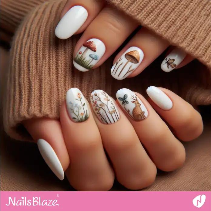 Mushrooms and Flowers Nail Designs | Love the Forest Nails - NB2847